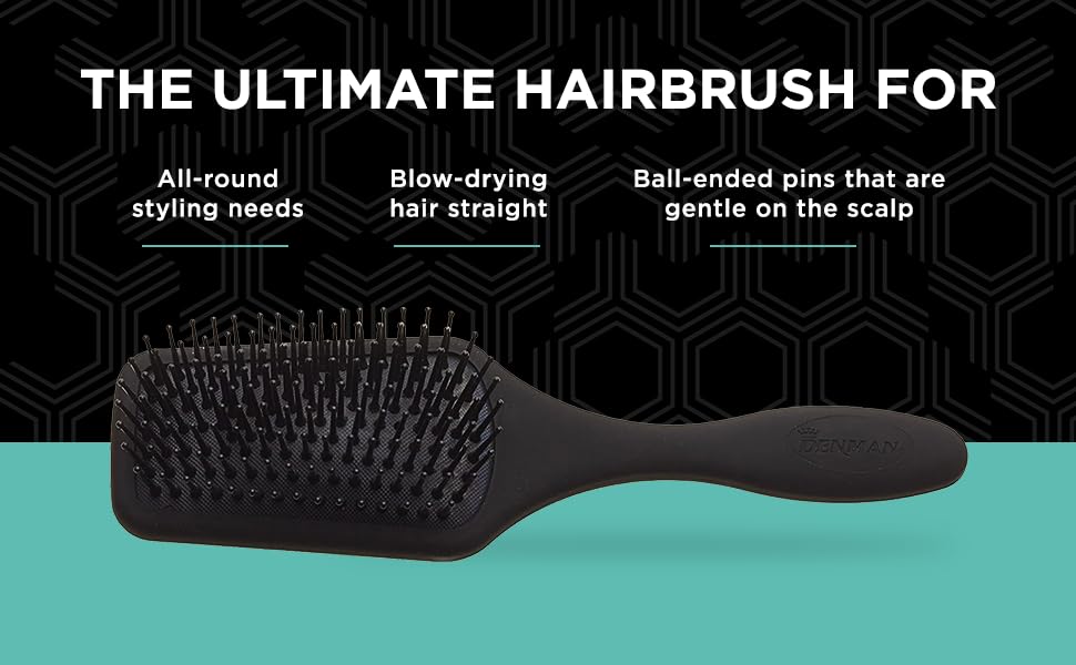 Масажна щітка для волосся Denman Paddle Brush D84, 9 рядів щетинок, 1 шт.