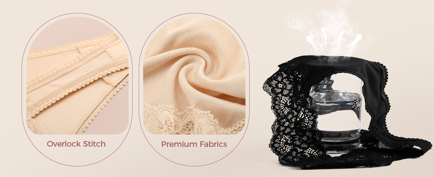 Танга жіночі бавовняні безшовні, мереживні, 5 шт. в наборі, колір кава