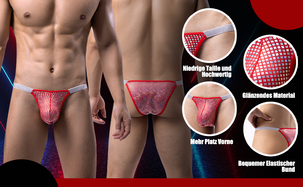 Танга чоловічі Detwen, мереживні, 3 шт. - сексуальна білизна для чоловіків