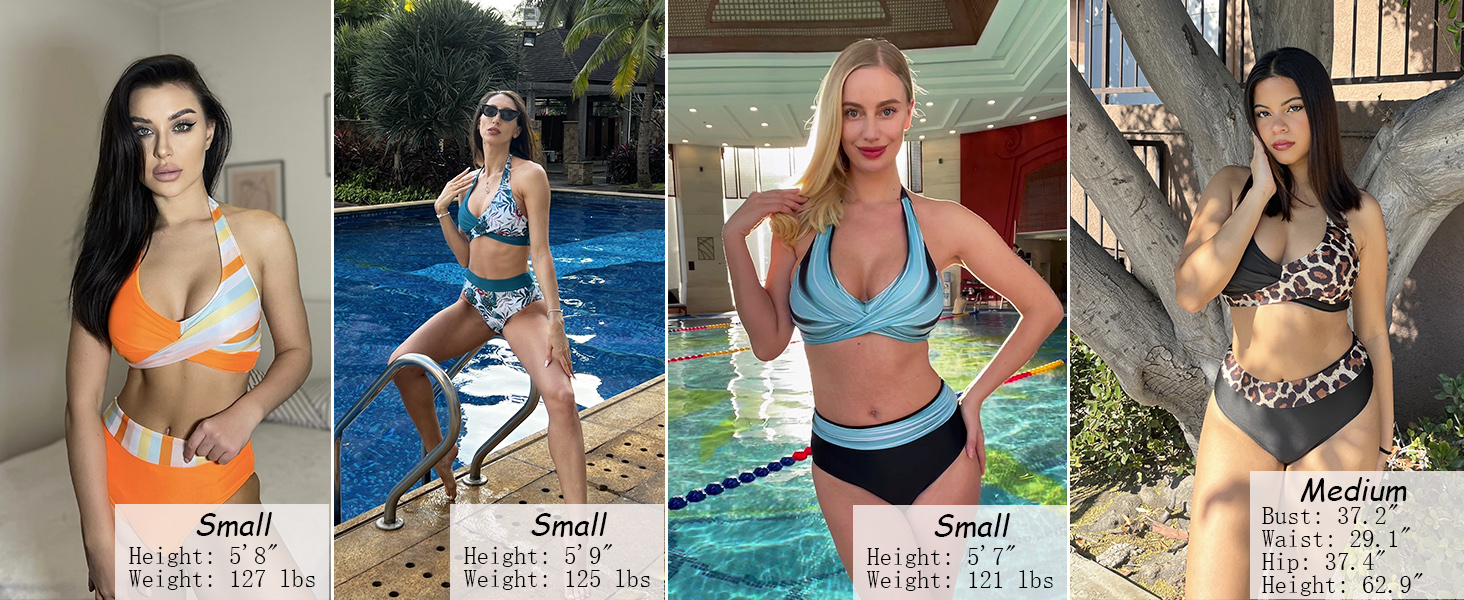 Бікіні Ecouaer для жінок, комплект двочастинний з високою талією, корегуючий животик, купальник з зав'язками на шиї, S-XXL XL, зелений