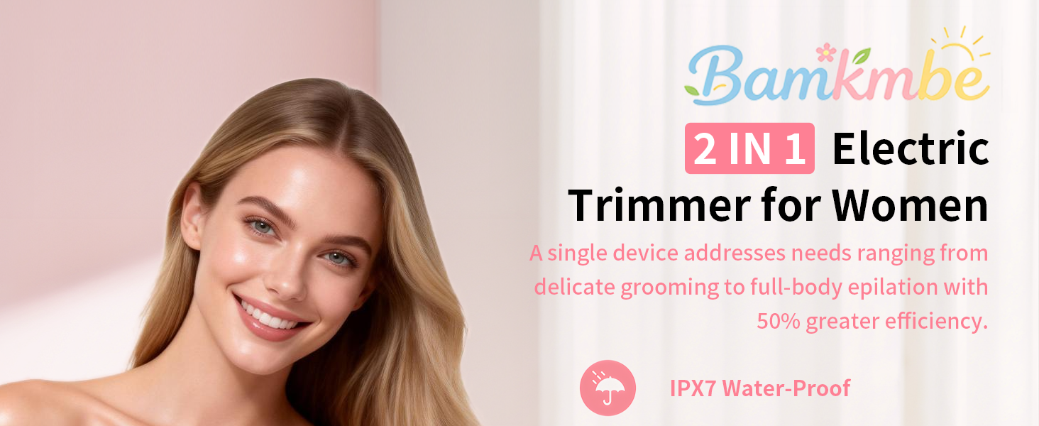 Жіноча електрична бритва 2 в 1 для обличчя та тіла, водонепроникна (IPX7) для бікіні, ніг та пахв, тример для інтимних зон, рожевий