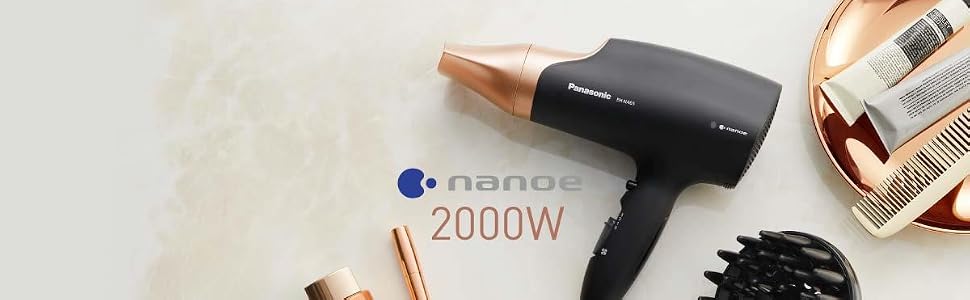 Фен для волосся Panasonic EH-NA7M-P825 nanoe з концентратором, 1600 Вт, складаний, для блиску та швидкого сушіння, Рожеве золото