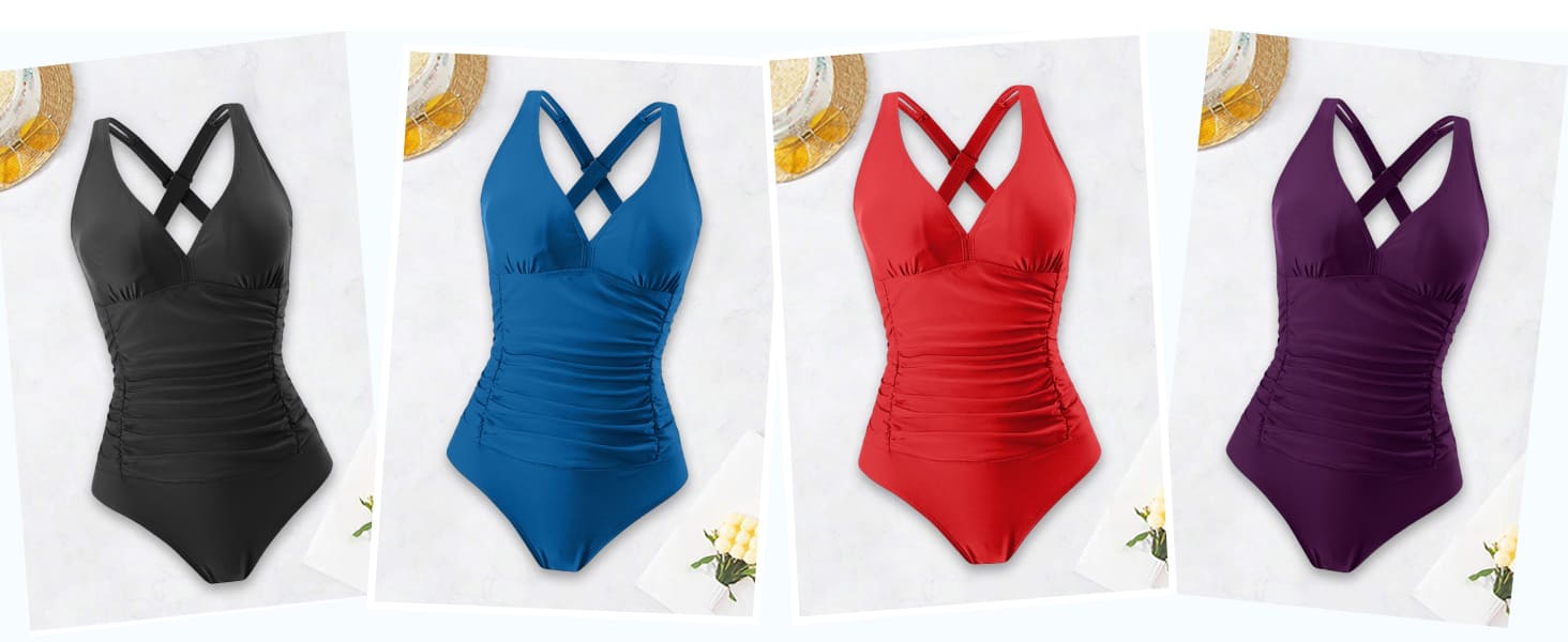 Купальник жіночий суцільний V-подібний виріз, сліп, Plus Size, темно-синій, XL-2XL, моделюючий ефект для живота