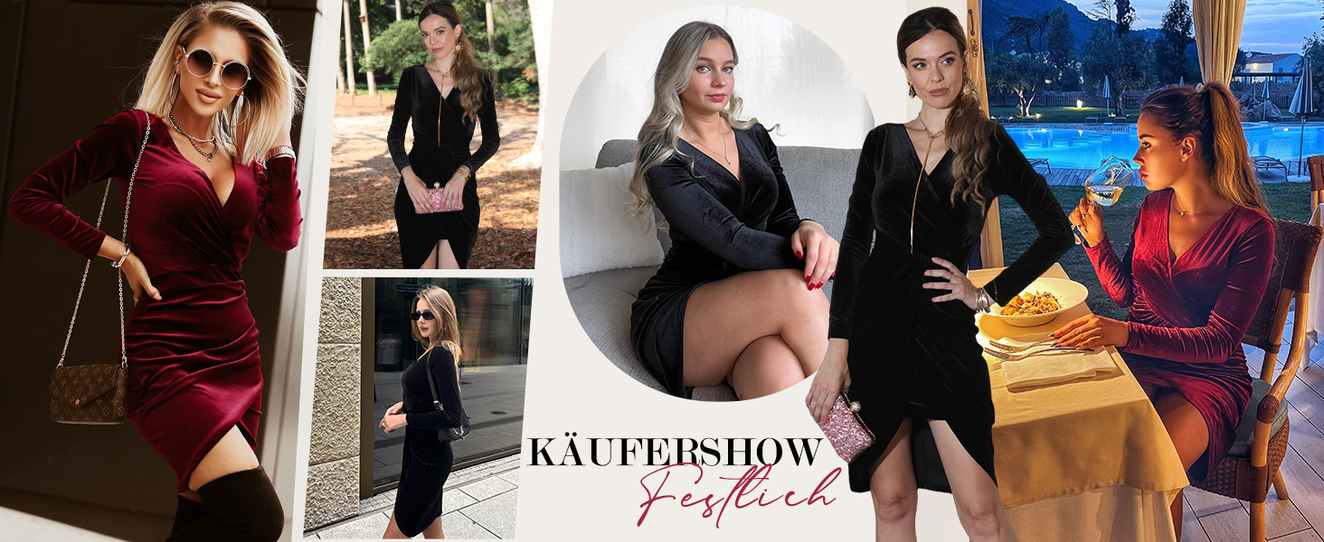 ZEAGOO Елегантне вечірнє плаття-футляр з атласу, довгим рукавом, V-подібний виріз, висока талія, для вечірок та клубів, чорне