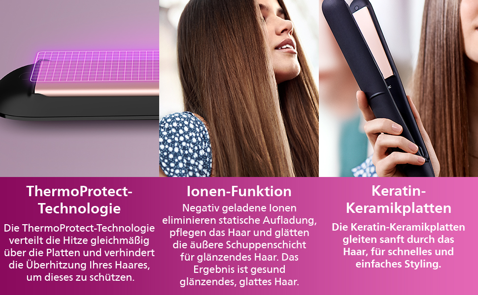 Випрямляч для волосся Philips ThermoProtect BHS378/00 з іонізацією для гладкості та блиску