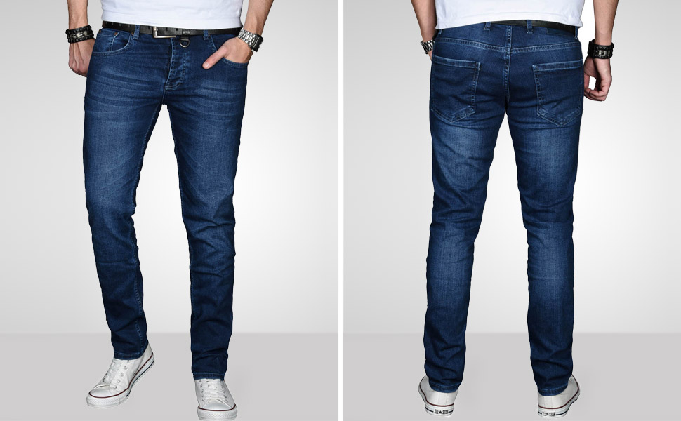 Чоловічі джинси Alessandro Salvarini Slim Fit з ефектом Washed, середньо-сині, стрейч (32W / 32L)