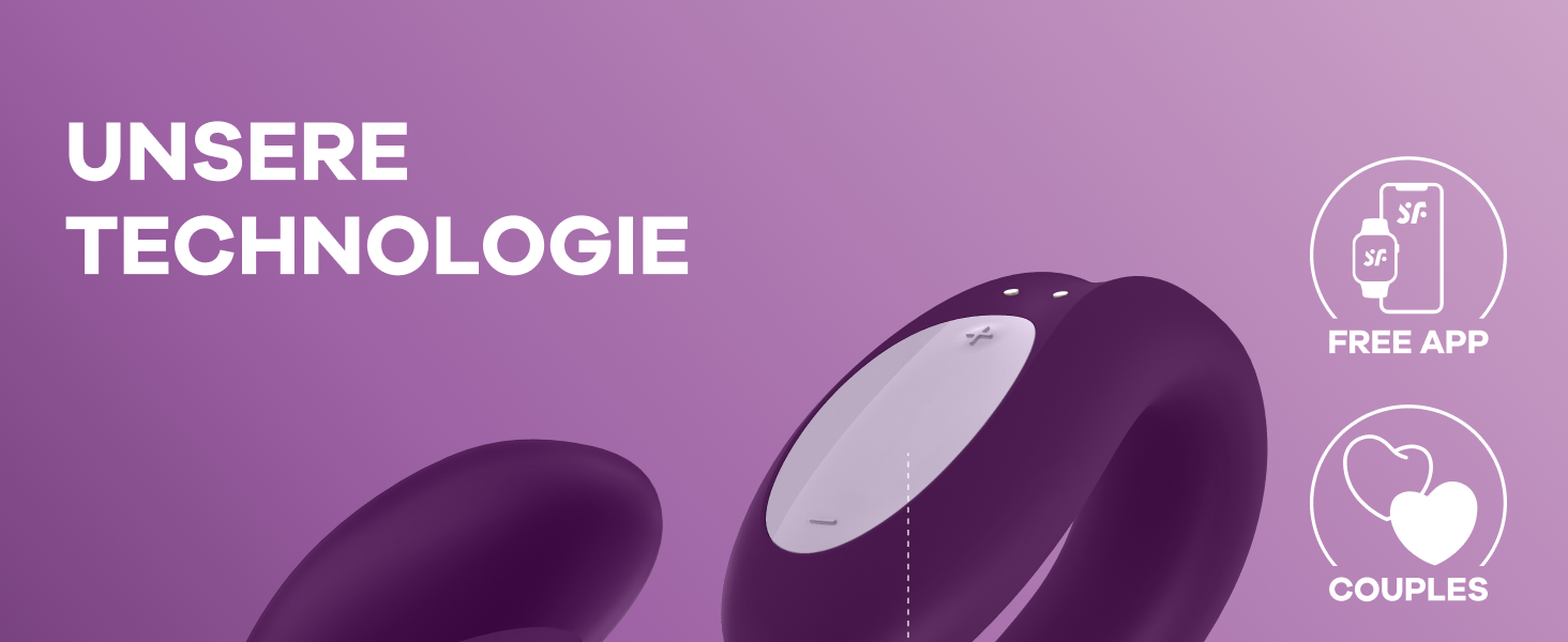 Satisfyer Double Joy Connect App - парний вібратор з керуванням через додаток | 9 см | Інтимні іграшки для пар | Сильні вібрації | Керування через додаток | Фіолетовий колір