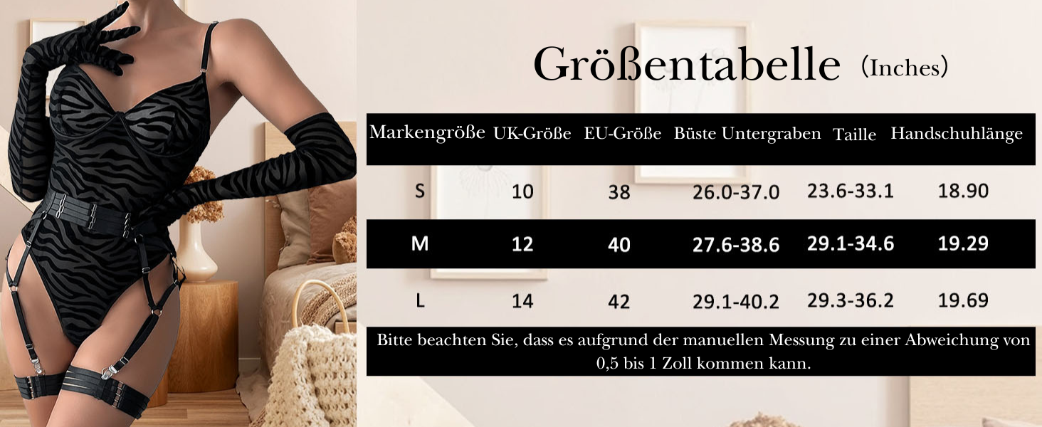 EVELIFE Комплект жіночої білизни: мереживний боді, стрінги та рукавички. Чорний, розмір 36