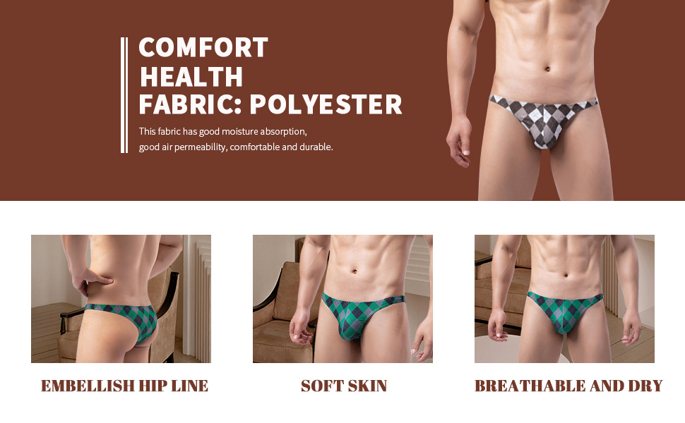 Сліпекси чоловічі Faringoto, принт, Eisseide, дихаючі, бікіні, G-String, XL, 5 пар