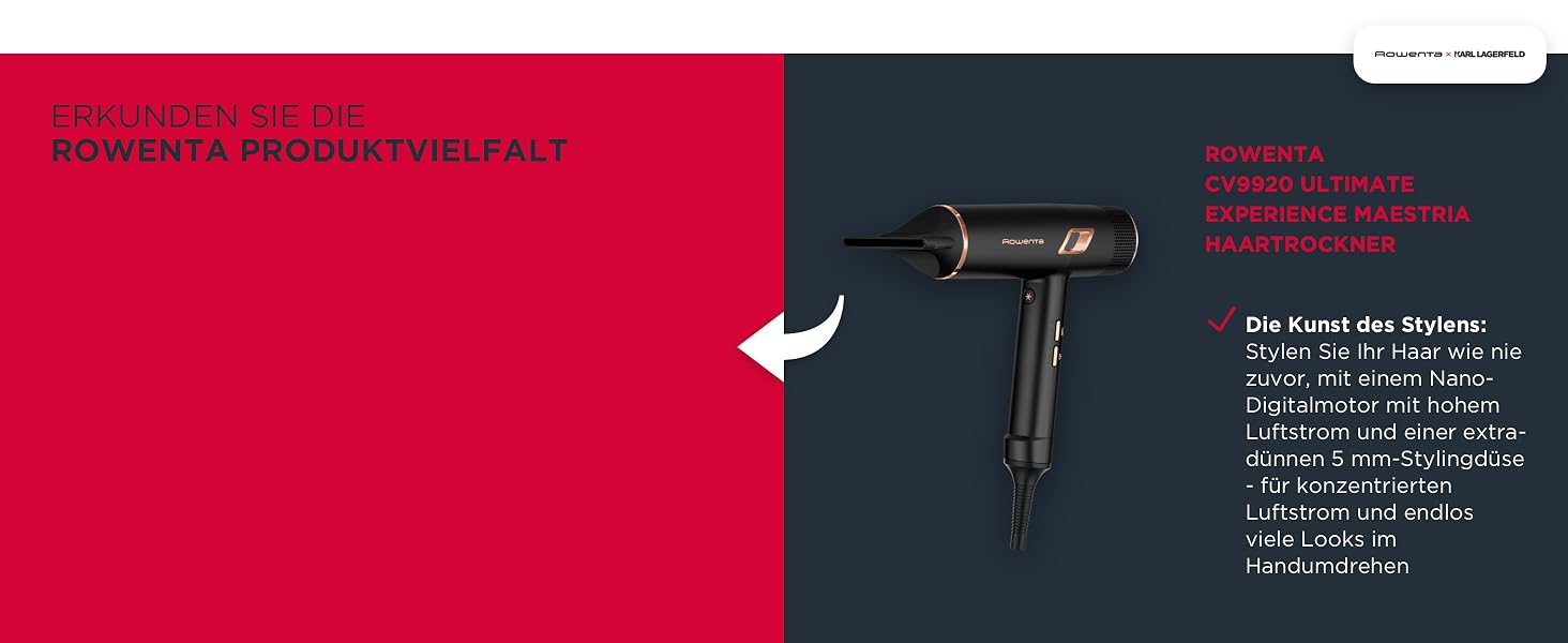 Випрямляч для волосся Rowenta x Karl Lagerfeld SF467L K/Pro Stylist з кератиновим покриттям Glow, іонною функцією та вбудованим гребенем, 140-210°C, чорно-червоний