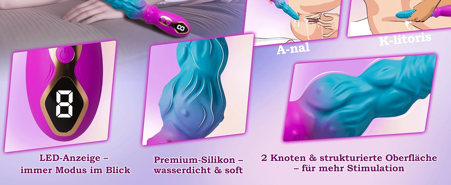 Вібратор для дорослих Monster Dildo з 9 режимів вібрації та LED-дисплеєм, 24 см, для жінок та чоловіків, набір вібраторів з стимуляцією клітора та анальним отвором