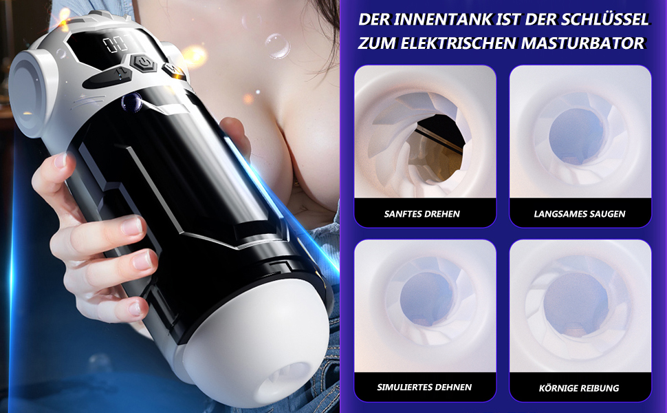 Електричний мастурбатор для чоловіків з 9 телескопічними секціями, 9 вібраційними режимами та 4 режимами всмоктування. Мастурбатор-насос, іграшка для дорослих.