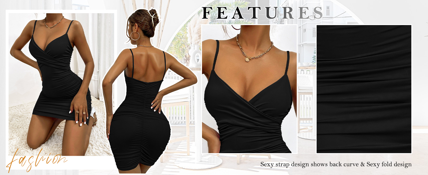 Чорне міні-плаття для жінки з V-подібним вирізом та відкритим спиною, розмір XS-L, для вечірок та коктейлів