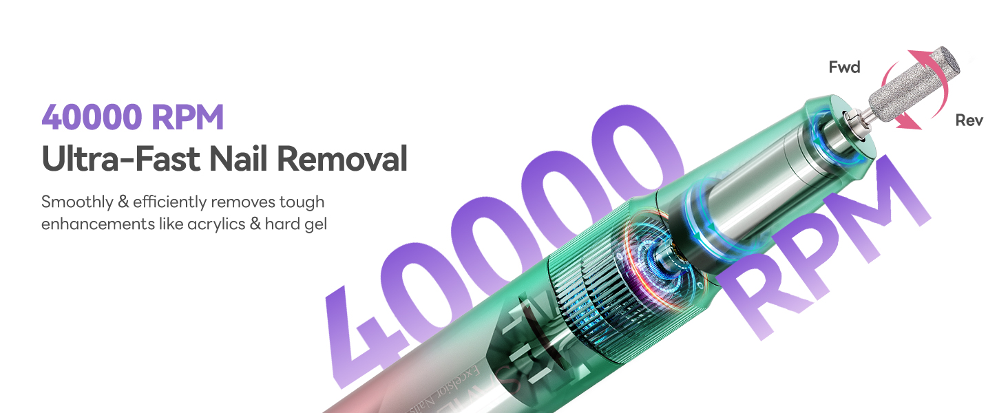 Професійний електричний апарат для манікюру та педикюру SAVILAND 40000 об/хв, портативна тริมмер-фреза 12 в 1 для акрилових та гель-нігтів з LCD-дисплеєм, м'ятно-зелений