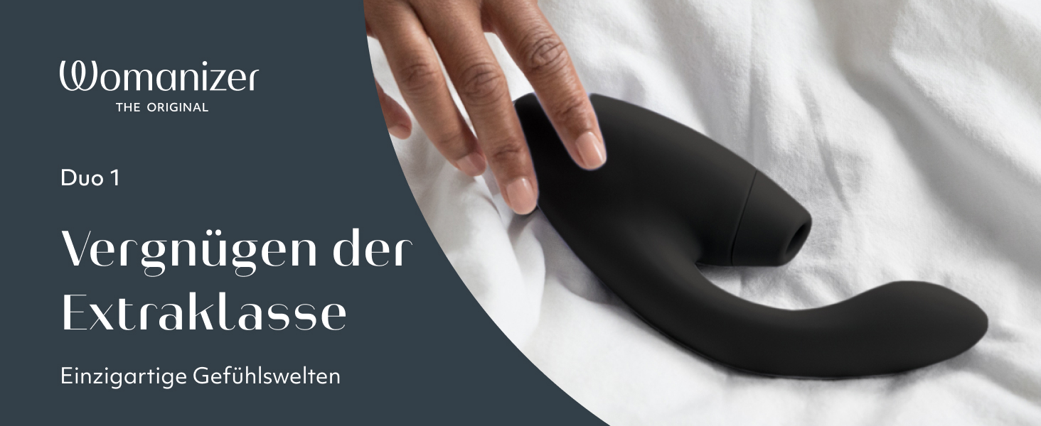 Womanizer DUO 1: Вібратор-заспокійник та стимулятор G-точки з присоскою, 12 рівнів інтенсивності, чорний/золотий