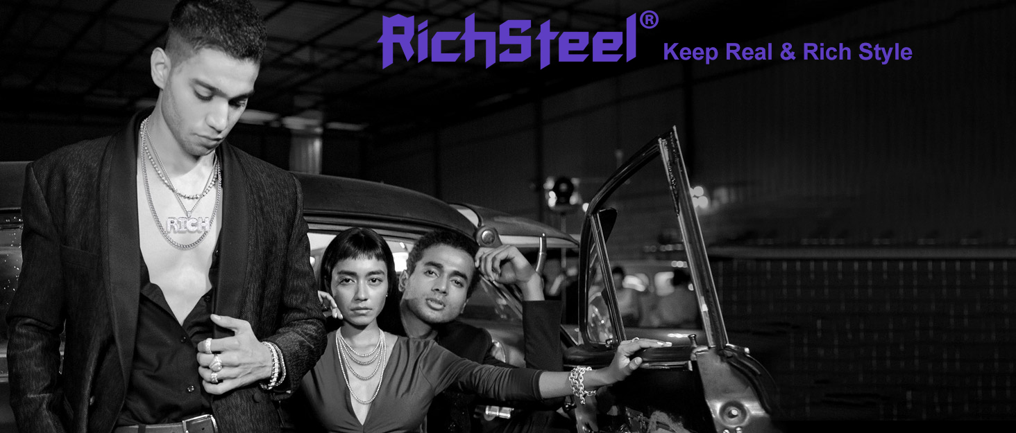 Чоловічий сталевий браслет Richsteel Cuban Link (кубинський ланцюг) з подарунковою коробкою, золотий, ширина 12мм, довжина 23см