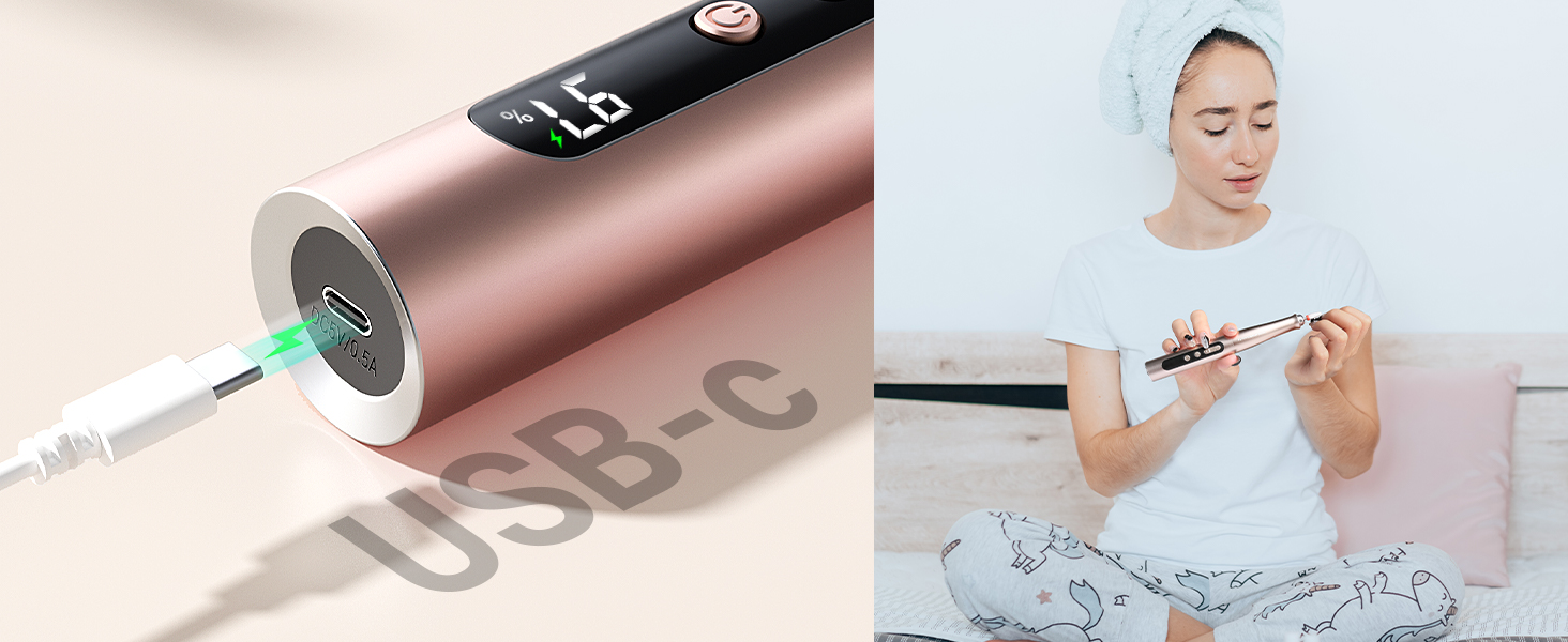 Електричний набір для манікюру та педикюру TOUCHBeauty: бездротовий апаратний фрезер з LCD-дисплеєм, 5 швидкостей, для гель-нігтів та акрилу, USB-зарядка