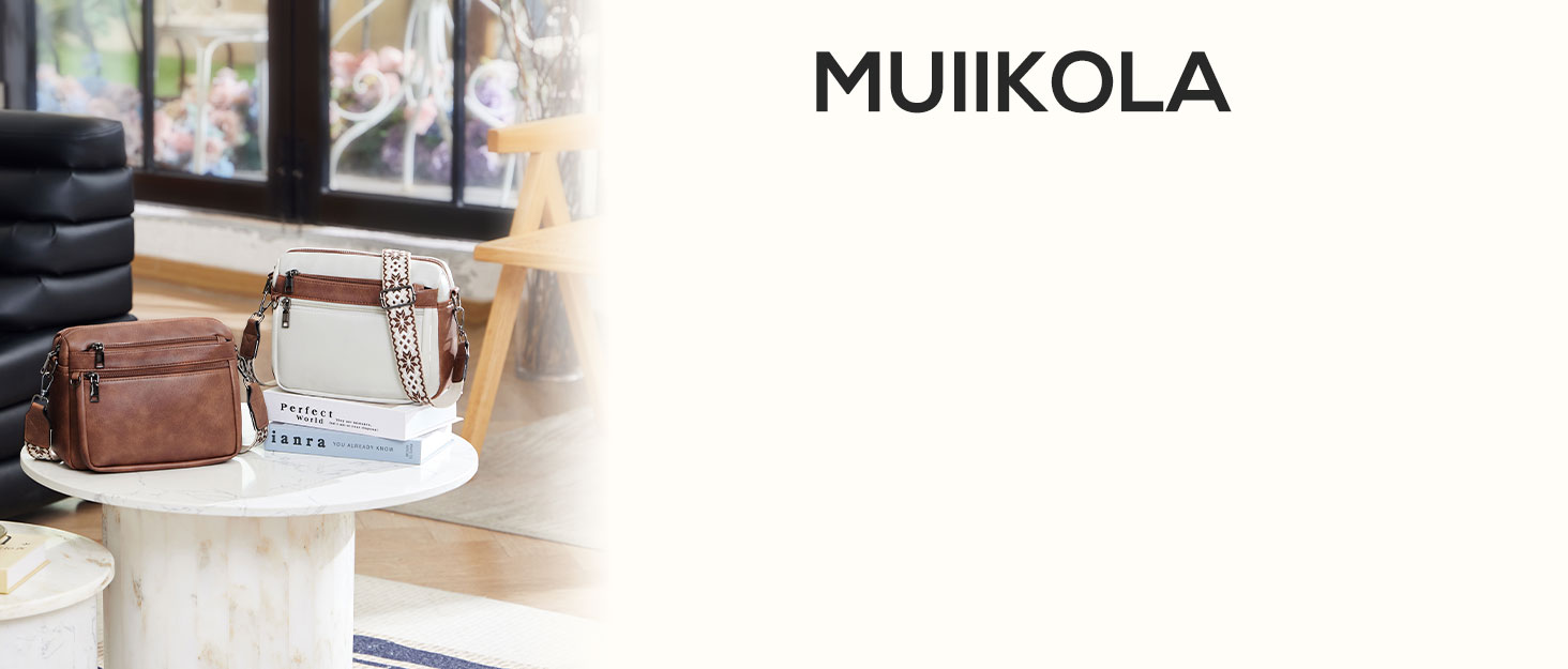 Жіноча шкіряна сумка-крос-боді MUIIKOLA середнього розміру з широким ременем, бежево-сіра