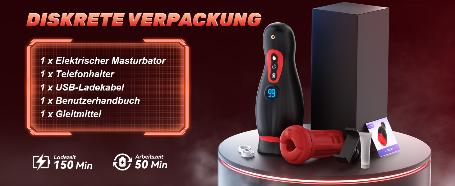 Електричний вібратор для чоловіків 6-в-1 з функцією тримача для телефону, реалістичною ротовою порожниною та керуванням через додаток