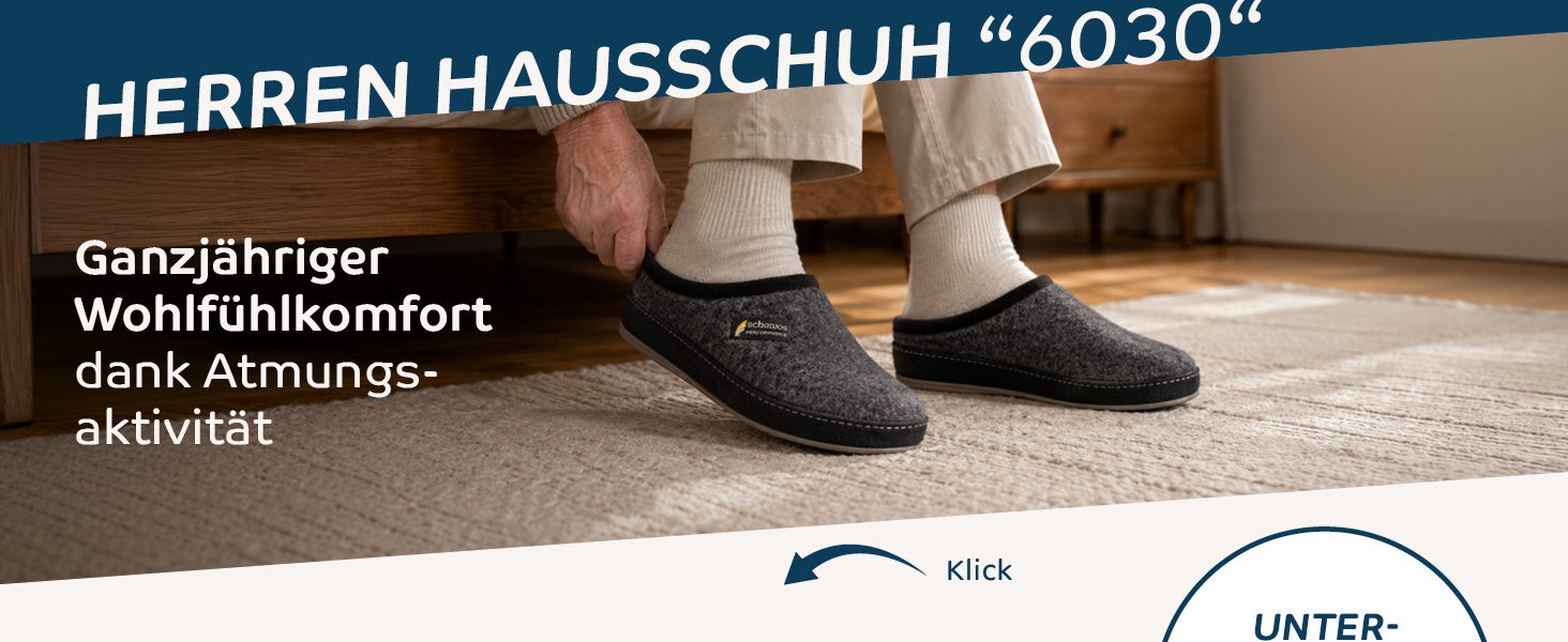 Чоловічі фетрові капці SCHAWOS 6030, дихаючі круглорічні домашні капці з протиковзаючою підошвою та анатомічною устілкою, сірі, розмір 40 EU
