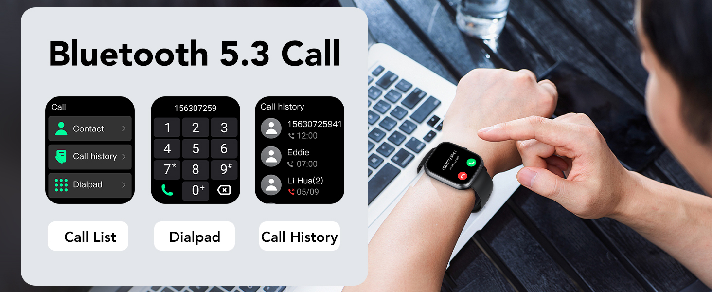 Смарт-годинник унісекс 1.91' HD Touch з функцією дзвінків, 115+ спортивних режимів, фітнес-трекер IP68 з моніторингом пульсу, SpO2 та сну, крокомір для Android та iOS, чорний