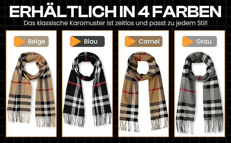 Унісекс шарф у клітинку KARMA.DIEM London Style, м'який зимовий шарф Classic Brown Plaid, 35x170 см