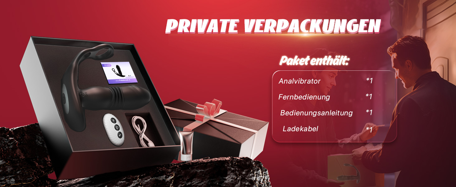 Анальні вібратори Tagrend для чоловіків: великий анальний плагін з 3 режимами вібрації, кільце для статевого члена. Чорний колір.