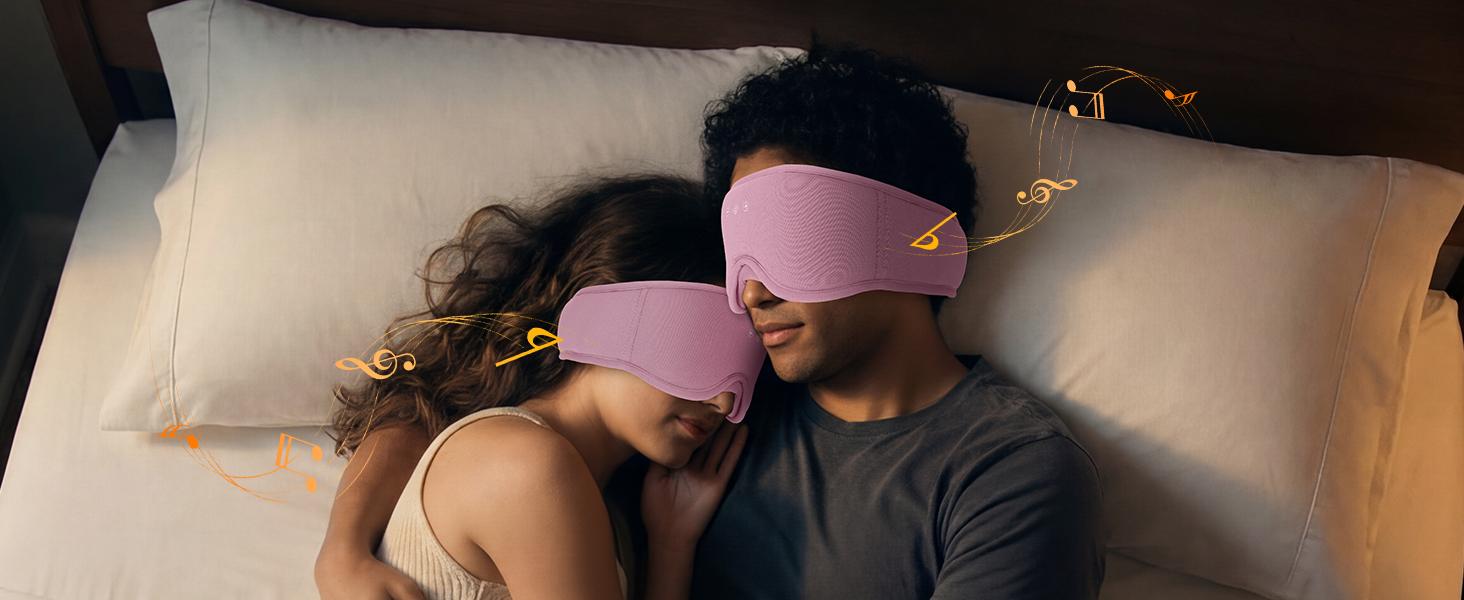 Bluetooth-маска для сну LOVE EYE для тих, хто спить на боці, з ультратонкими навушниками, дихаюча бавовняна тканина, червона