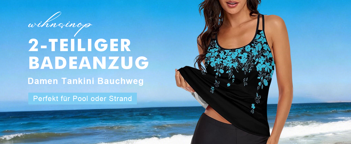 Tankini жіночий купальник з шортами, двочастинний комплект, літній, елегантний, синій. Ідеальний для пляжу та відпочинку.