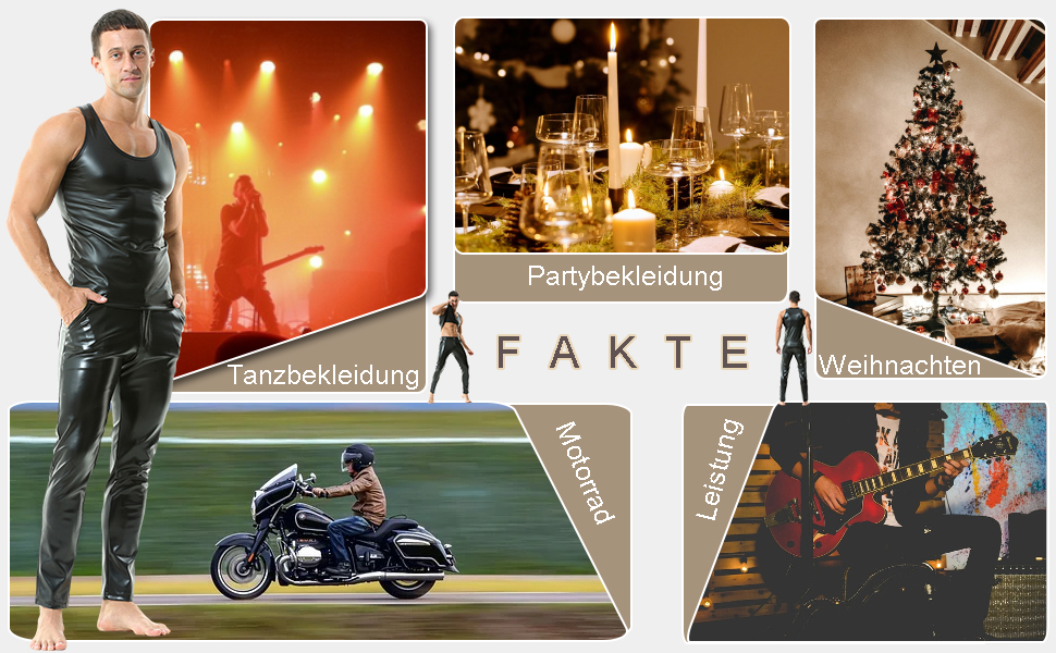 Чоловічі спортивні лосини YUFEIDA з еластичної шкіри (PU Leather) - лосини-легінси, чорні