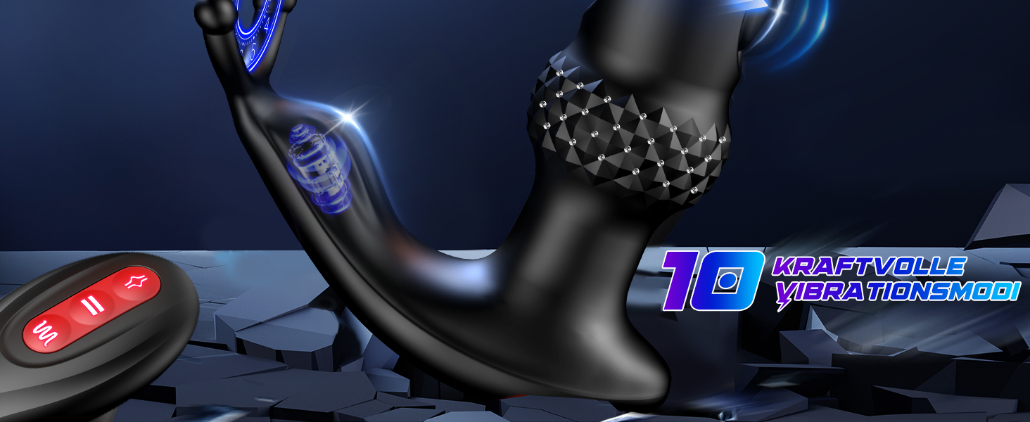 Анальний вібратор для чоловіків з пультом керування та кільцями для пеніса - 7 режимів вібрації, 3 насадки