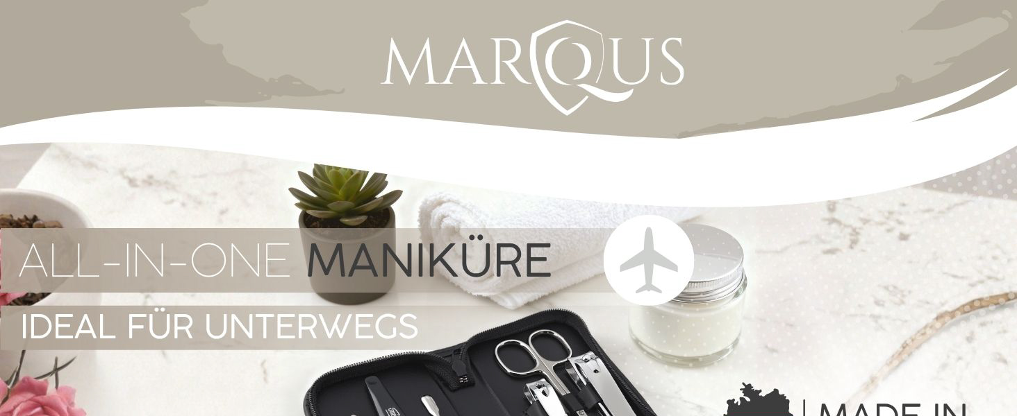 Манікюрний набір Solingen marQus 6 предметів у шкіряному чохлі, полірована сталь (Рожевий) — для жінок та чоловіків
