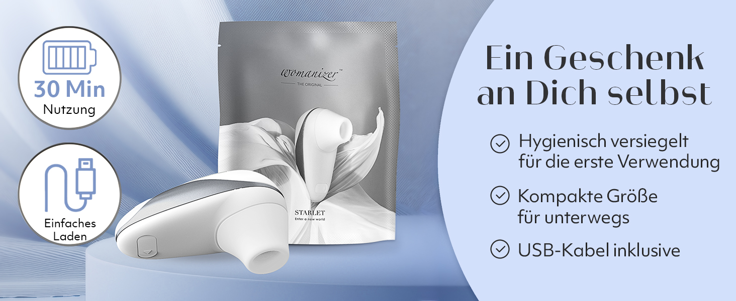 Womanizer Starlet - вібратор для жінок з 4 рівнями інтенсивності | Безшумний, водонепроникний, акумуляторний | Білий