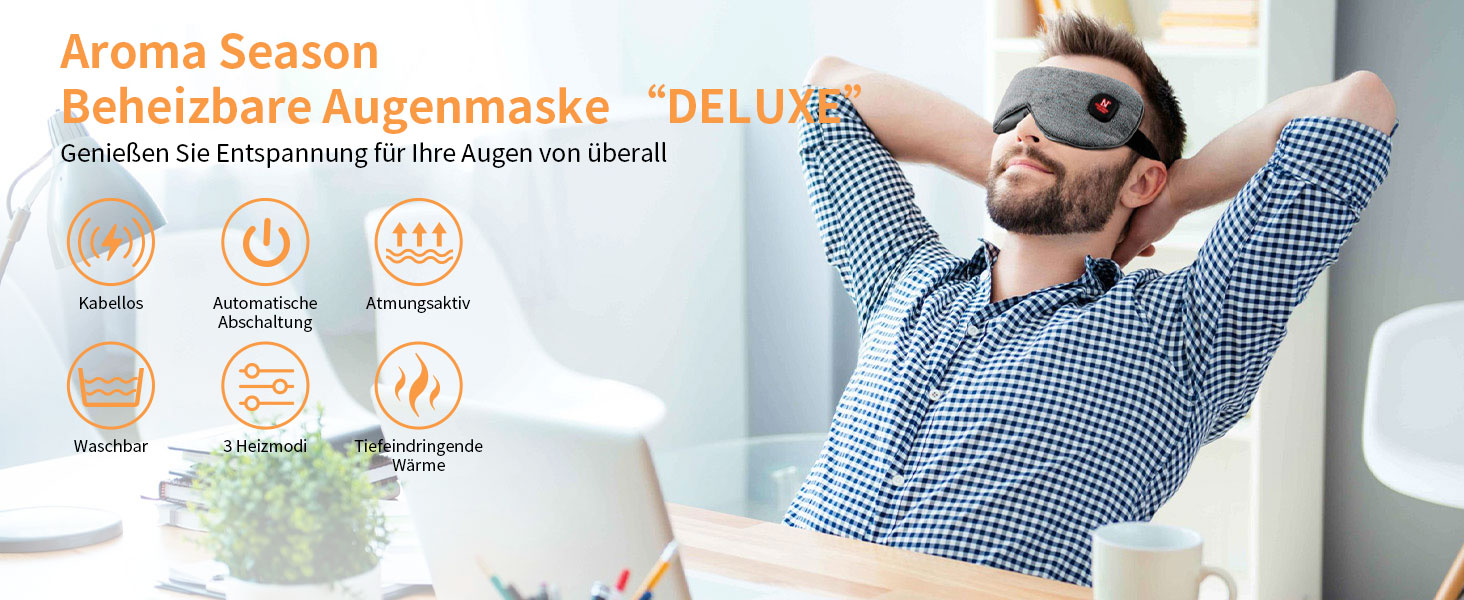 Акумуляторна маска для прогрівання очей AROMA SEASON для лікування сухості очей, ячменя та блефариту, сіра, миюча та перезаряджувальна