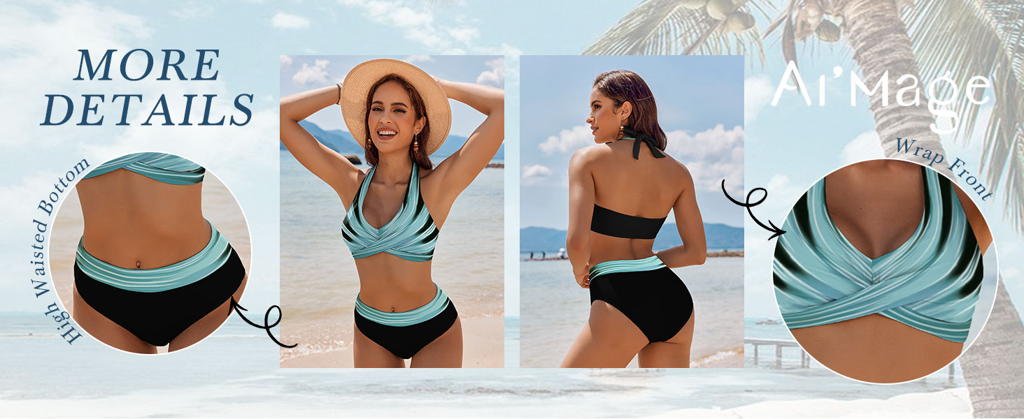 БІКІНІ AI'MAGE для жінок, двочастинний купальник з високою талією, принт леопард, S-XXL