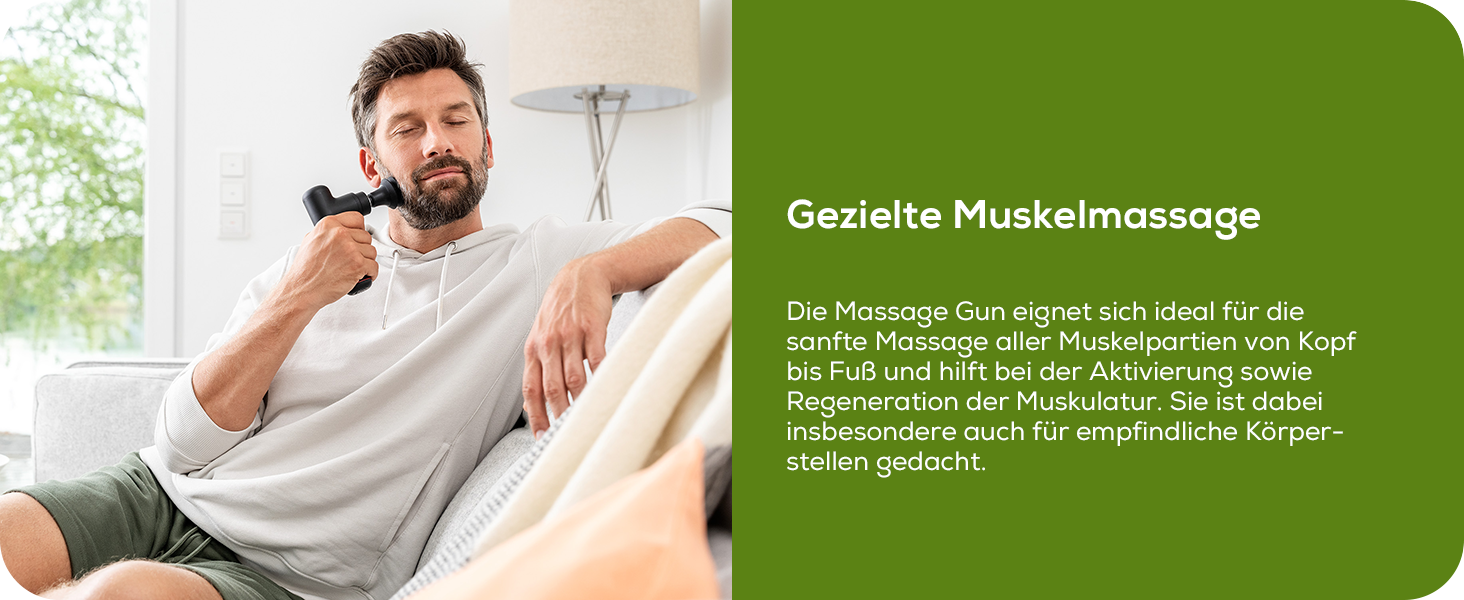 Перкусійний масажер Beurer MG 79 Massage Gun Sensitive: компактний масажний пістолет для чутливих зон, 3 насадки та 3 рівні інтенсивності