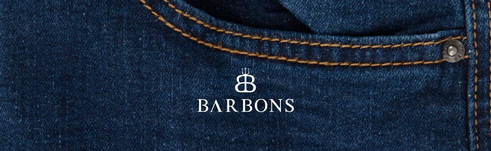 Чоловічі джинси BARBONS Regular-Fit Stretch — класичні прямі джинси синього кольору для бізнесу та відпочинку, 36W / 32L