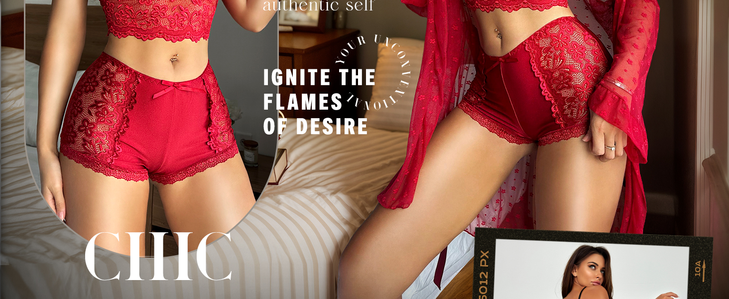 RSLOVE Комплект жіночої білизни: мереживний халат, бюстгальтер та труси (S, Зелений)