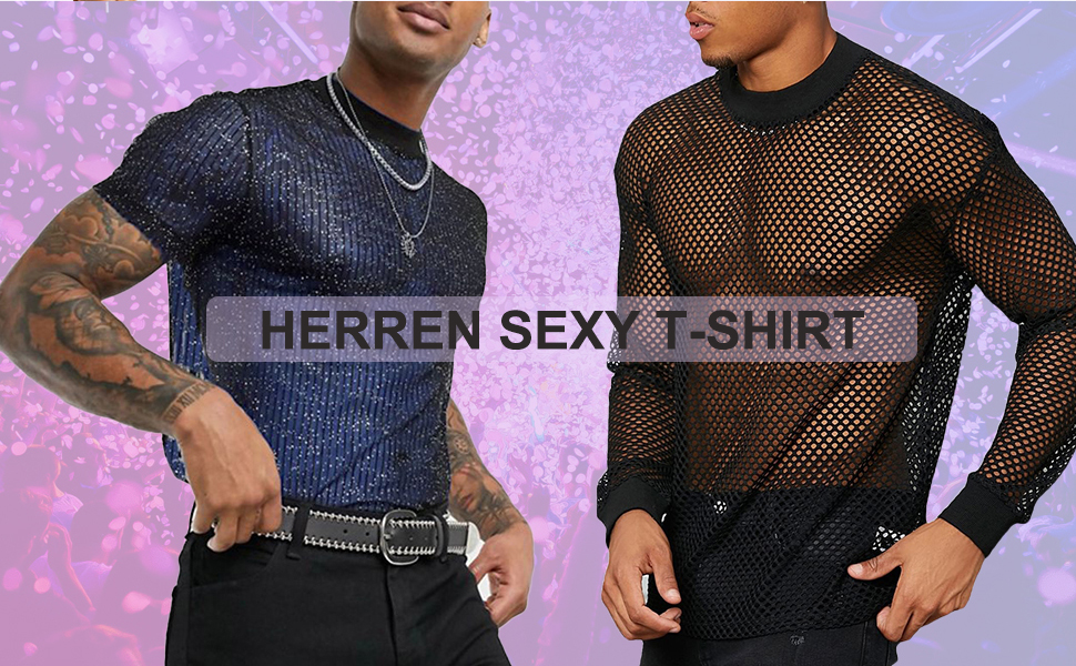 Чоловіча сітка AIEOE: прозора сорочка з довгим рукавом, чорна, розмір M