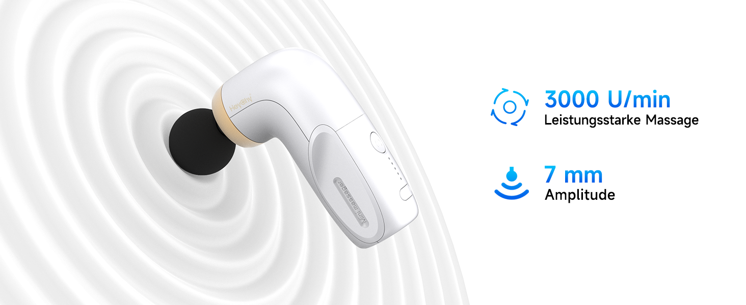 Міні-перкусійний масажер HEYCHY A1 Super Mini Massagepistole, 4 силіконові насадки, білий