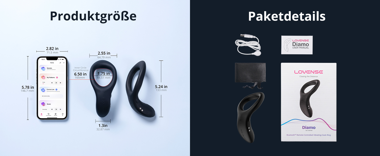 LOVENSE Diamo Bluetooth вібратор кільце для чоловіків з пультом керування, безліч режимів, програмування