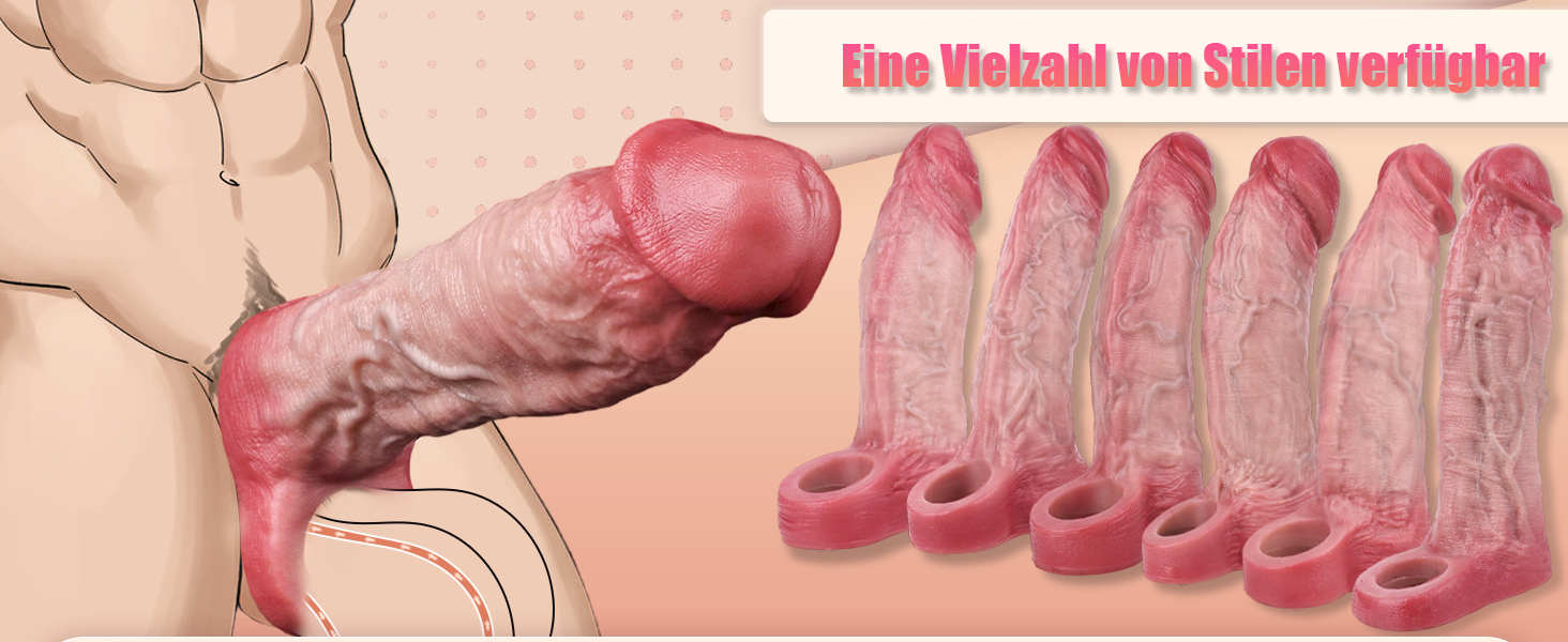 Реалістичний пеніс-сleeve з кільцем для яєчок та структурою вен, для подовження та продовження часу, збільшення пеніса, масаж G-точки, секс-іграшка для пар (OS-ADL5071)