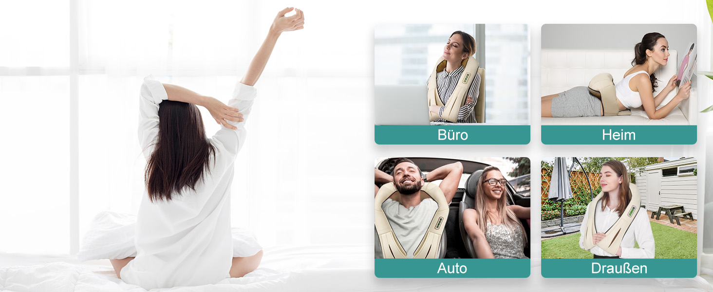Масажер для шиї та плечей Nekteck 3D Shiatsu з підігрівом, глибокий тканинний масажер для спини та ніг для зняття м'язового болю (Бежевий)