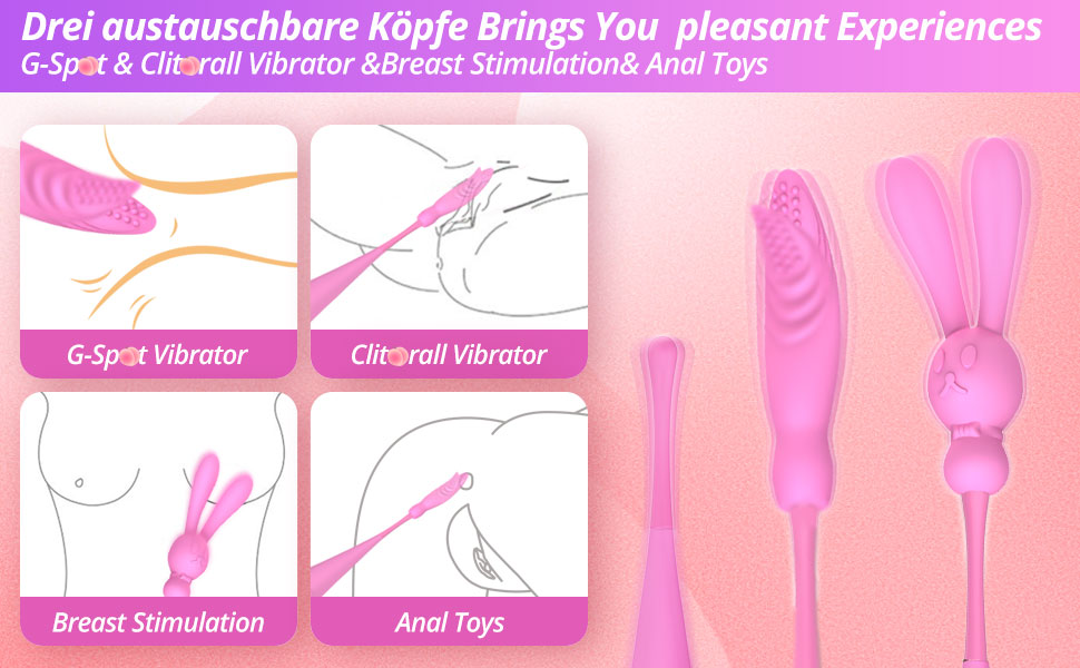 Вібратор Roluck тихий та потужний для стимуляції клітора та G-точки, з 3 змінними насадками, 7 режимів вібрації, водонепроникний, з силікону, для жінок, лесбійок