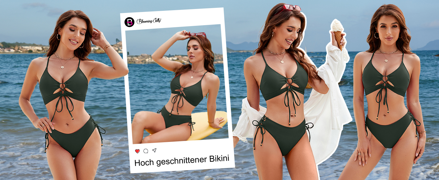 Бікіні жіночий Blooming Jelly Push-Up з вирізами, червоний L. Купальник роздільний з металевими деталями та шнурівкою.