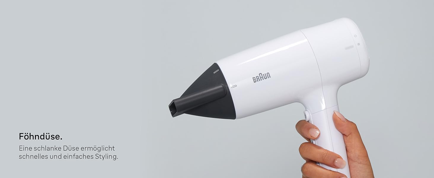 Фен для волосся Braun HD4.2 з дифузором та вузьким соплом, технологія Super IONTEC, 2100 Вт, 3 режими температури та швидкості, чорно-сірий (BRHD210E)