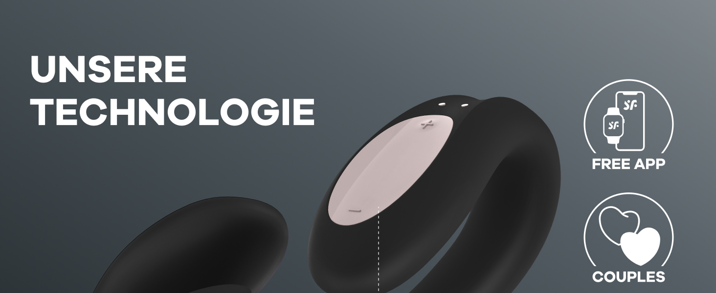Satisfyer Double Joy Connect App - парний вібратор для пар | Керування через додаток | Чорний | 9 см