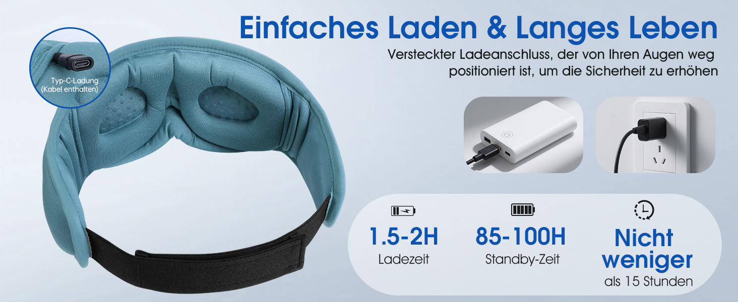 Bluetooth-маска для сну LC-dolida з ефектом повного затемнення, бамбукова бавовна, HiFi звук, Bluetooth 5.4, регульований ремінець, сіро-блакитна