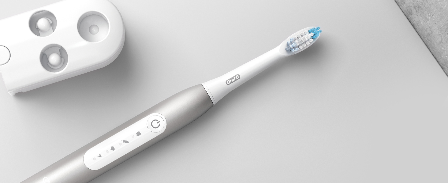 Електрична звукова зубна щітка Oral-B Pulsonic Slim Luxe 4000, 3 режими чищення для здоров'я ясен, колір платина