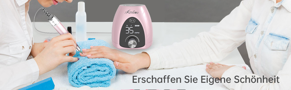 Апарат для манікюру та педикюру електричний Nagelfräser 35000 об/хв, акумуляторний фрезер з LED-дисплеєм, педаллю та набором 6-в-1 для гель-нігтів, салонів та початківців
